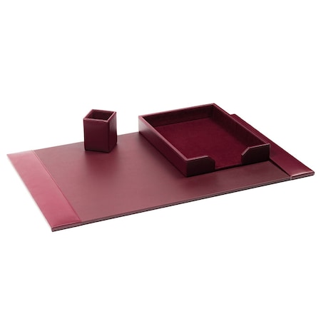 Dacasso Burgundy 3-Piece Desk Set, Bonded Leather DF-5237
